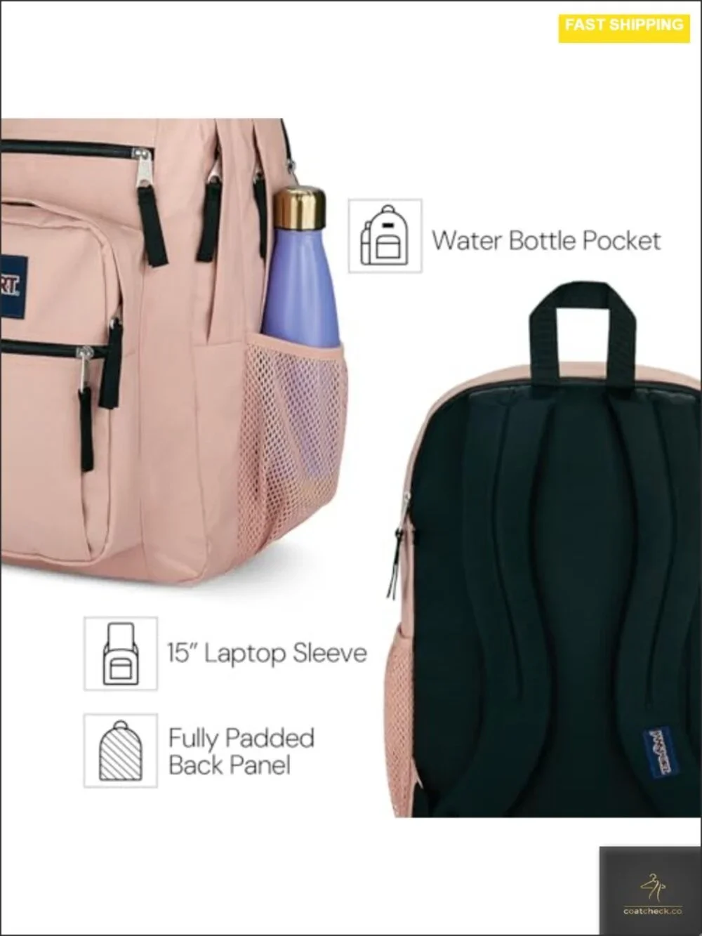 Laptop Backpack with 2 Compartments, Ergonomic Straps, 15